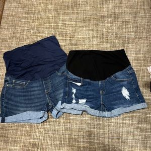 2 over the belly maternity jean shorts